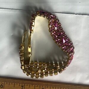 Rhinestone Bracelet‎ Gold Tone Pink Crystal Tennis Bracelet Women Jewelry